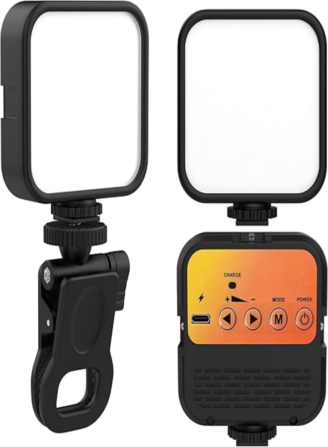 Tygot TG-X100 LED Video Light for Phone, Camera, Laptop, Meeting, Photography, and Lighting, with Clip & Type C, Dimmable & Rechargeable for Selfie Stick Tripod, 2000mAh, 4.5W